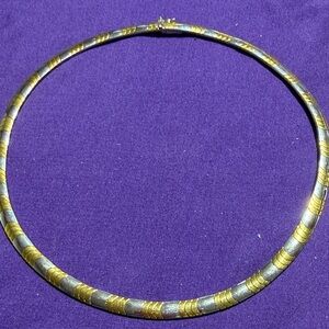 Elegant Sterling Silver Two Tone Collar necklace 16"  (3)